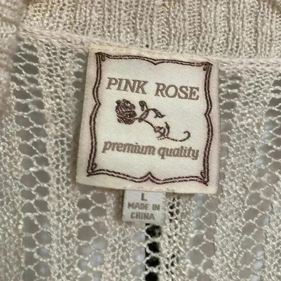 Pink Rose beige open cardigan lightweight sweater size Large - Picture 7 of 8